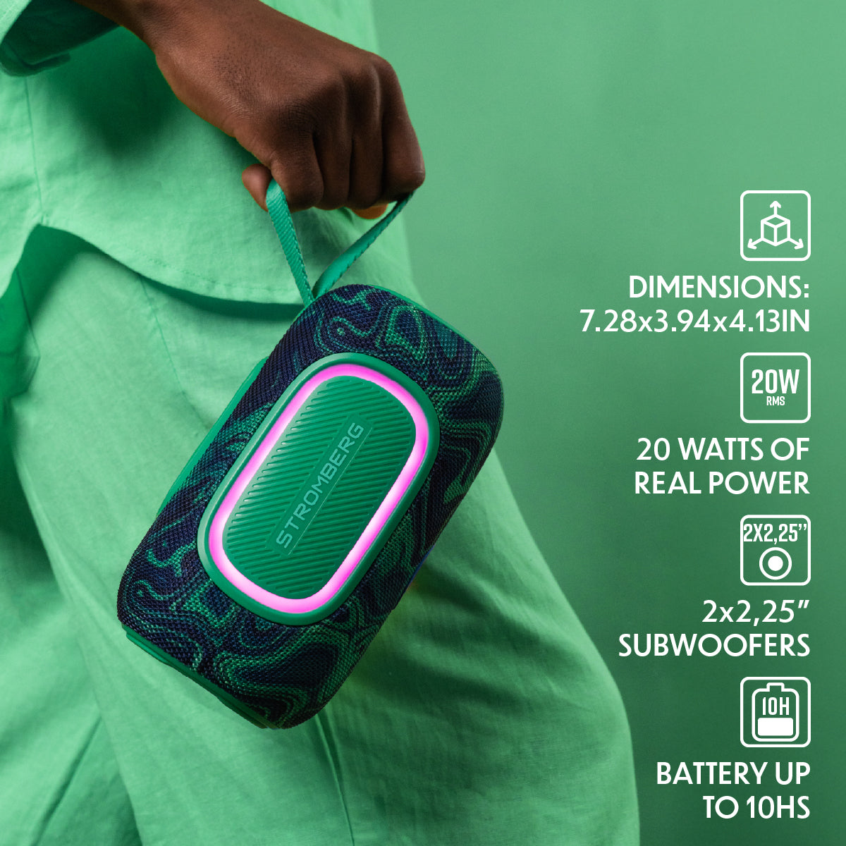 Stromberg Burst 2 portable Bluetooth speaker RGB lights water resistant