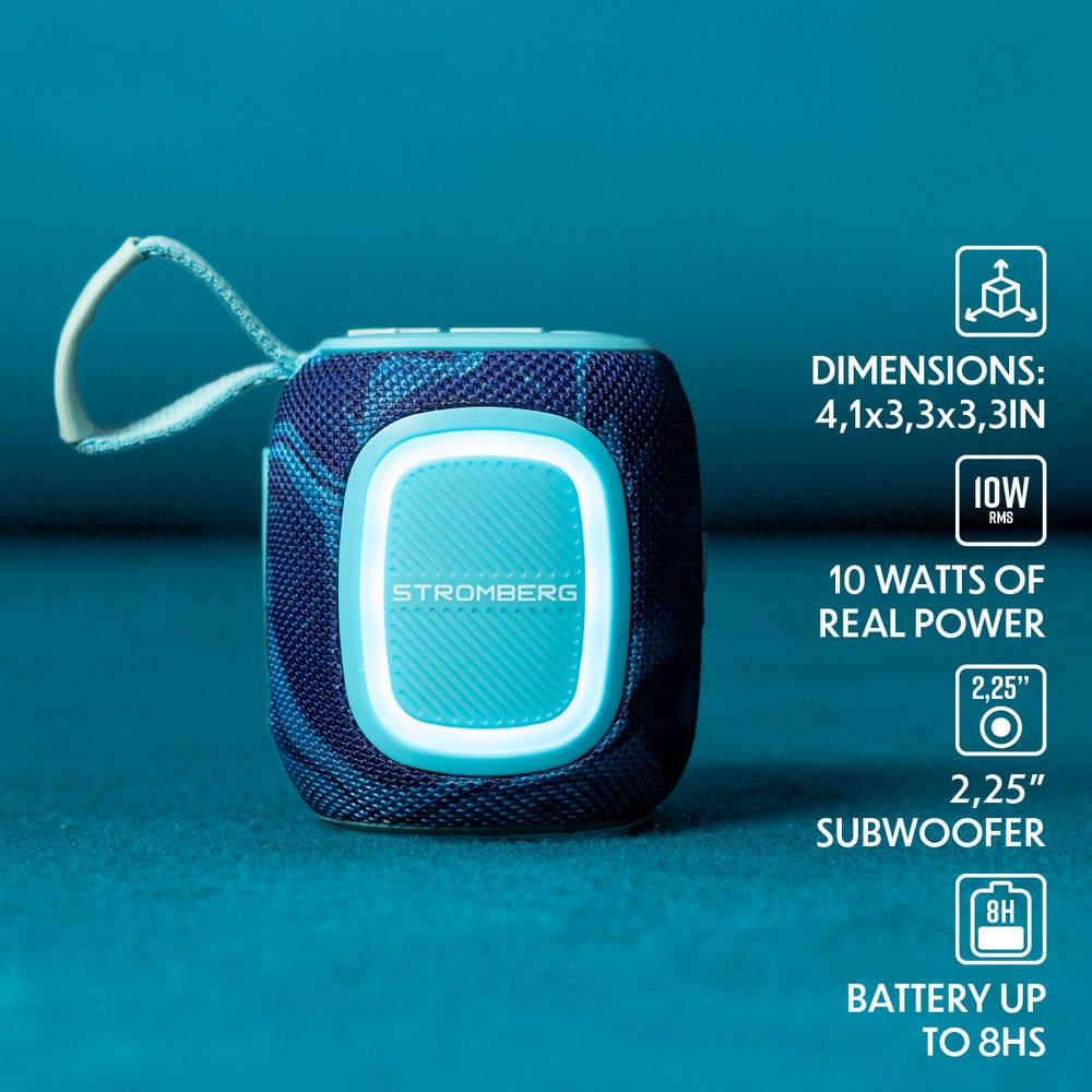 Stromberg Spark compact Bluetooth speaker in hand