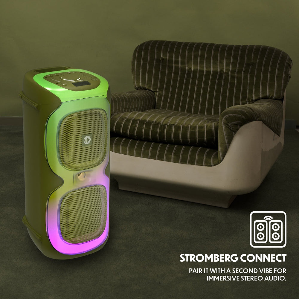 Stromberg Vibe 2 RGB light show on speaker grille